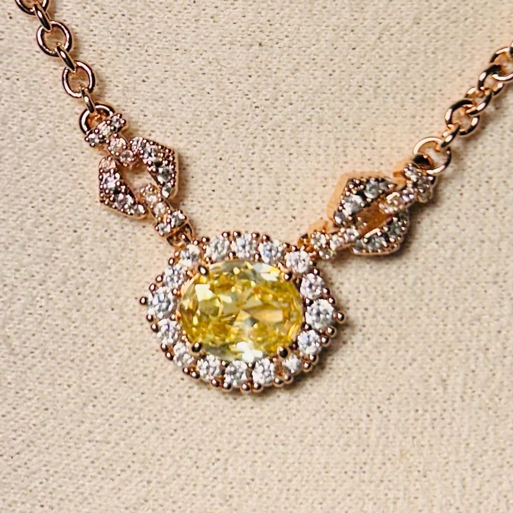 Bomb Party Necklace Lemon Cubic Zirconia on Rose Gold NK86572 Rightfully Yours